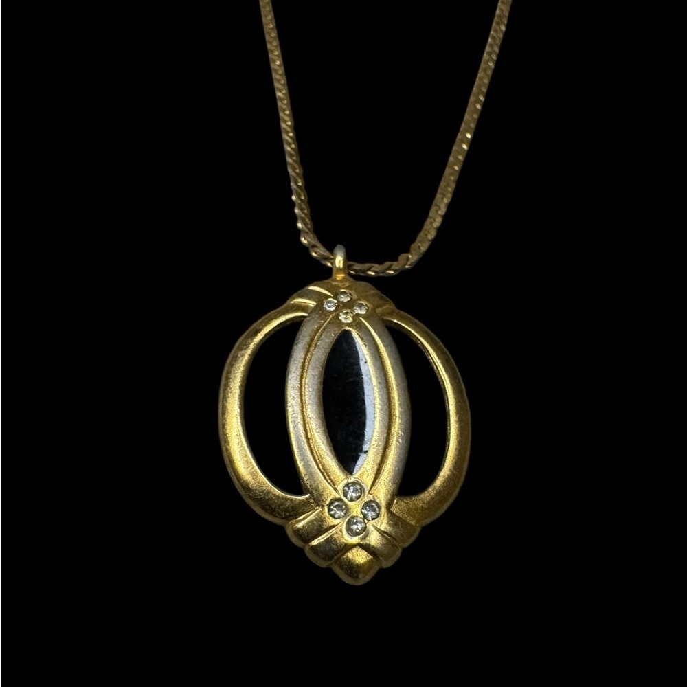 Givenchy 1980 Gold and Black Pendant Necklace - Picture 2 of 4